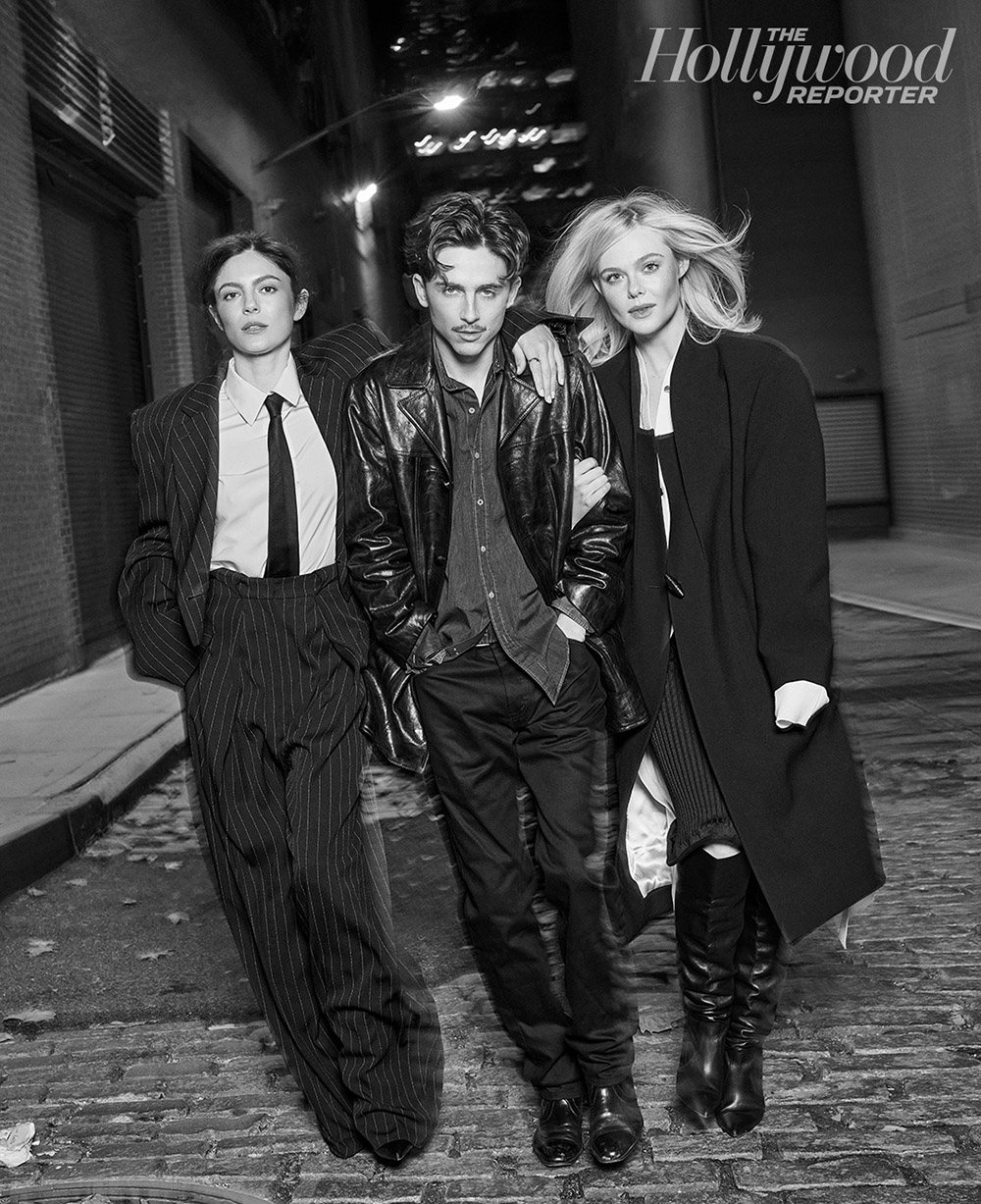 Monica Barbaro, Timothee Chalamet, and Elle Fanning were photographed in NYC for the December 13 issue.